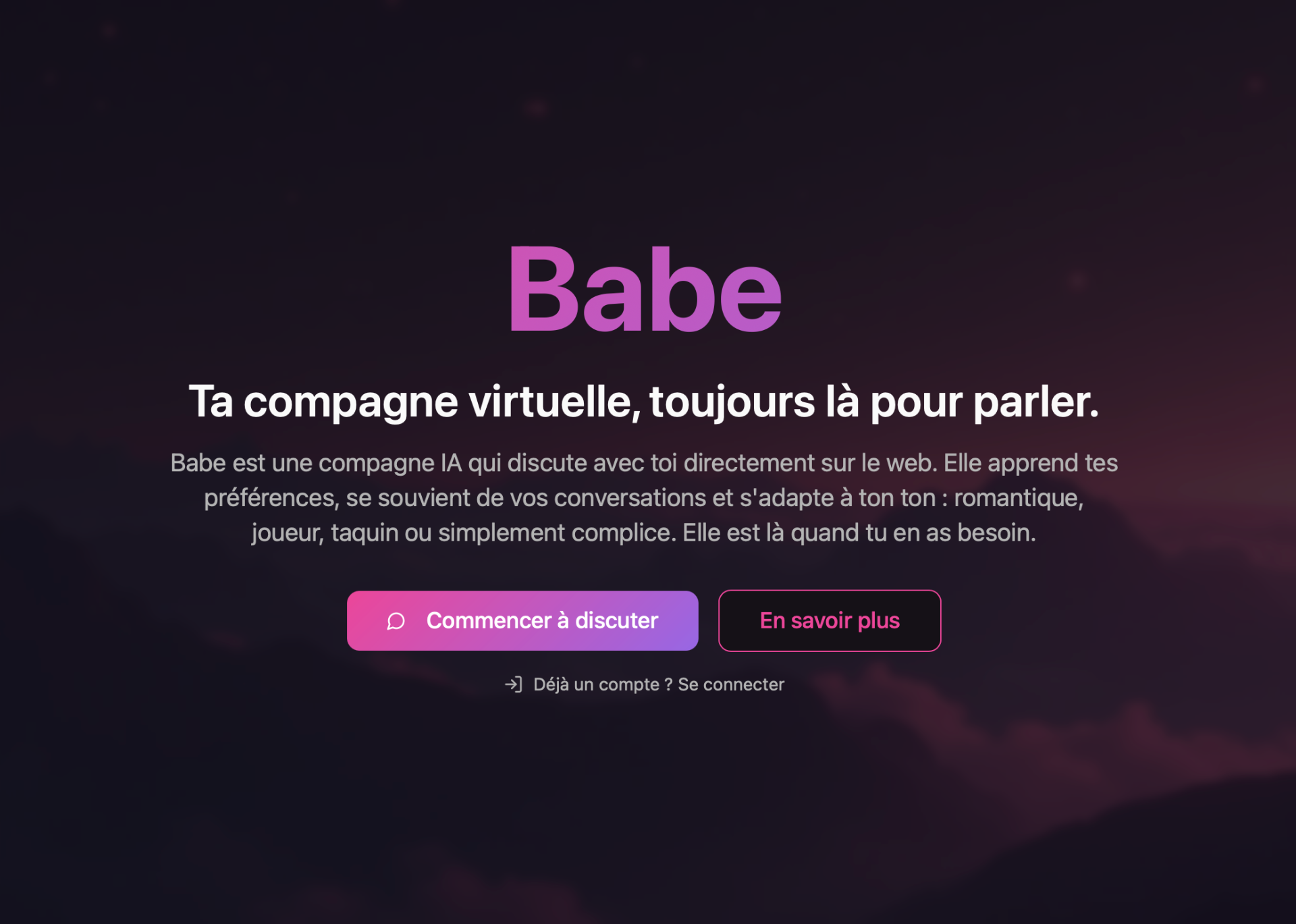 Aperçu du site Babe AI